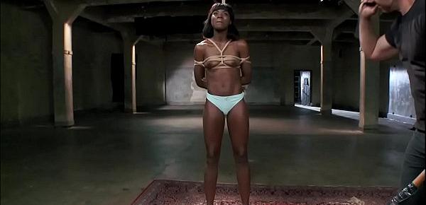  Ebony slave is vibed in suspension